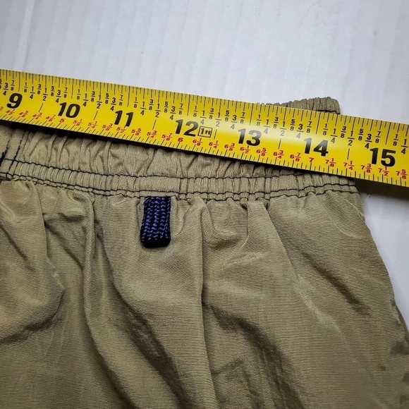 Speedo Vintage Beige Black Accent Swim Trunks Mesh Lined Size Large Cargo - Picture 9 of 9